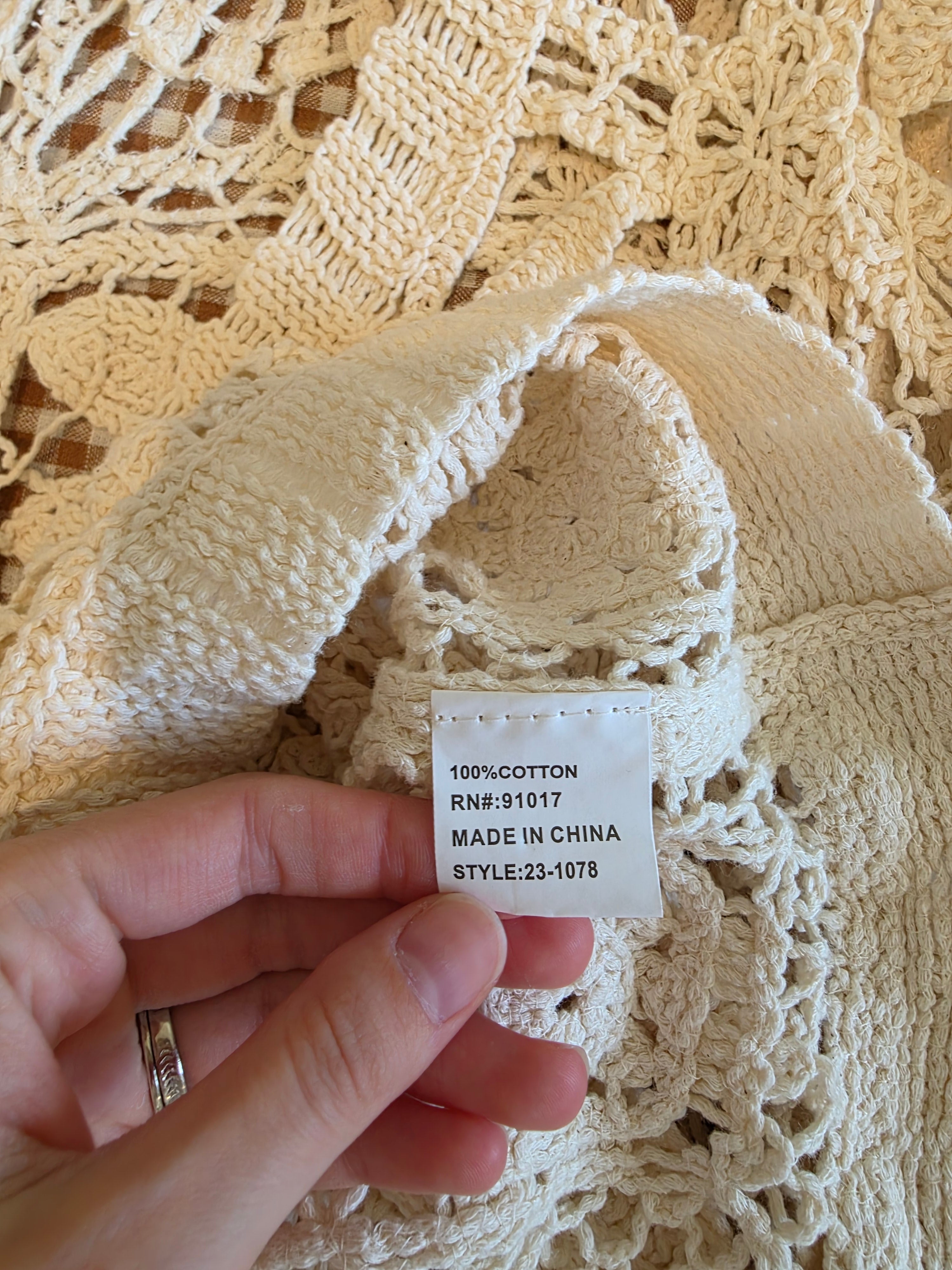 Cream Floral Crochet Cardigan (L)
