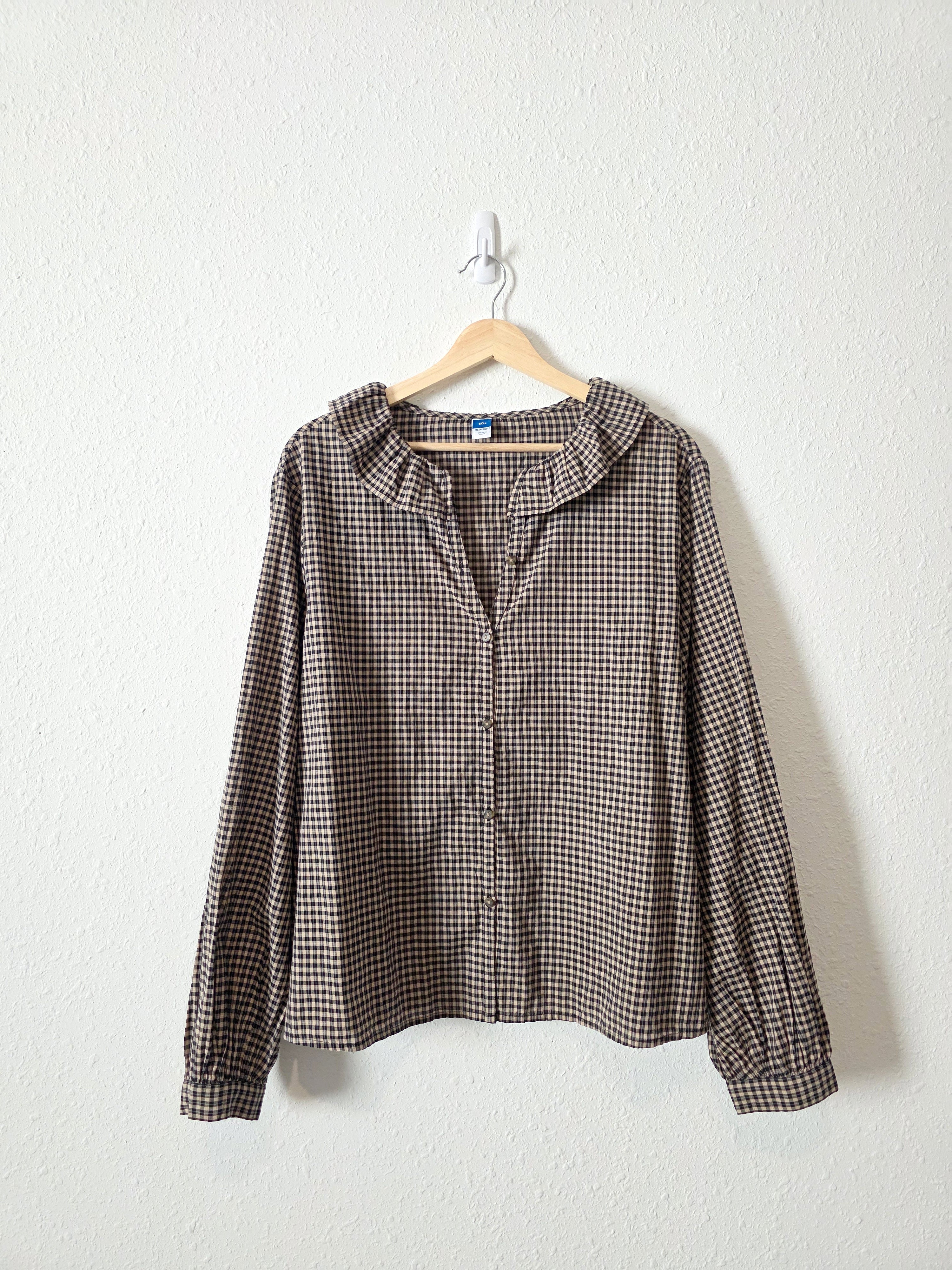 Gingham Collared Cotton Top (L tall)