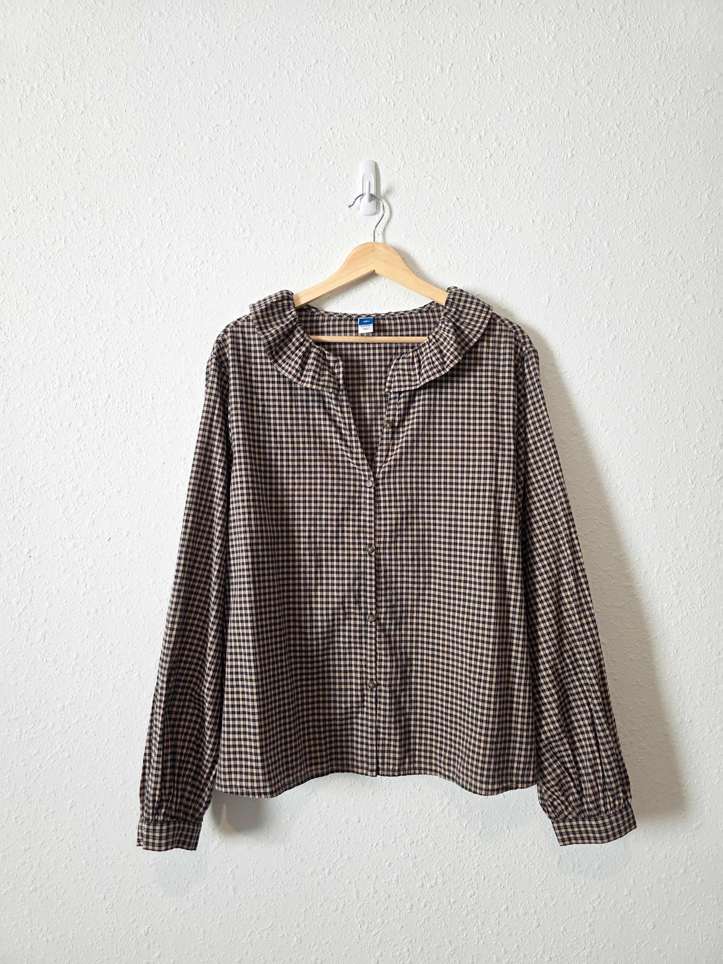 Gingham Collared Cotton Top (L tall)