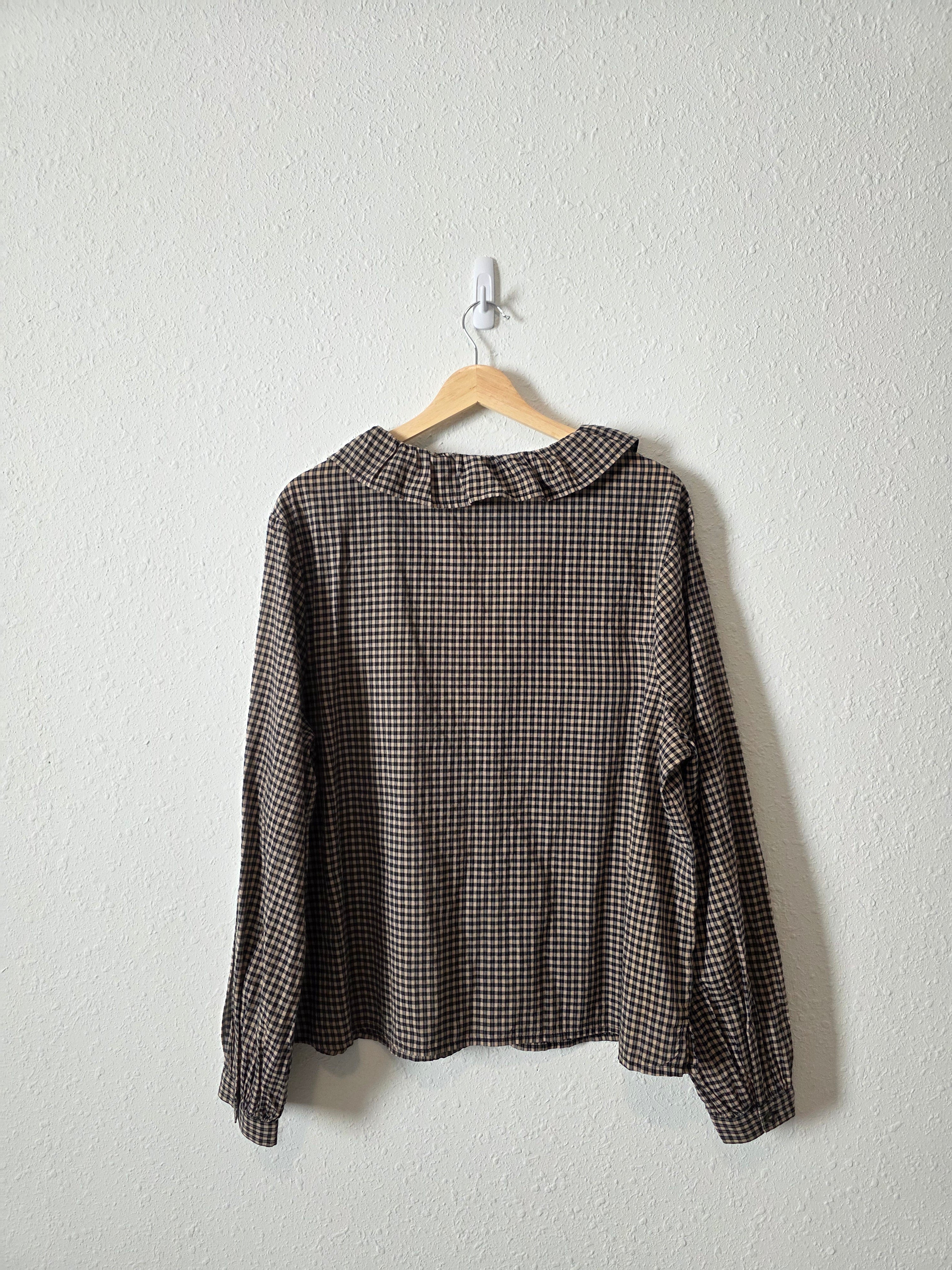 Gingham Collared Cotton Top (L tall)