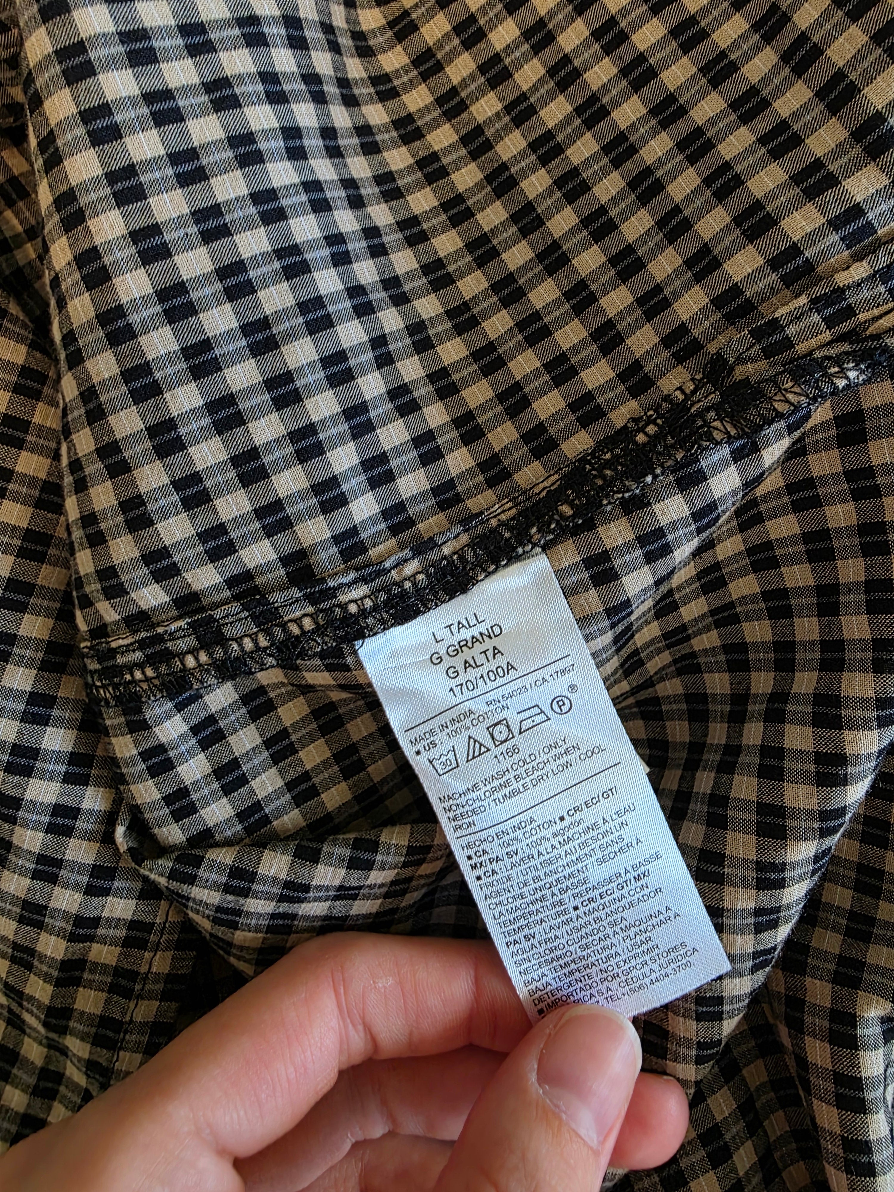 Gingham Collared Cotton Top (L tall)