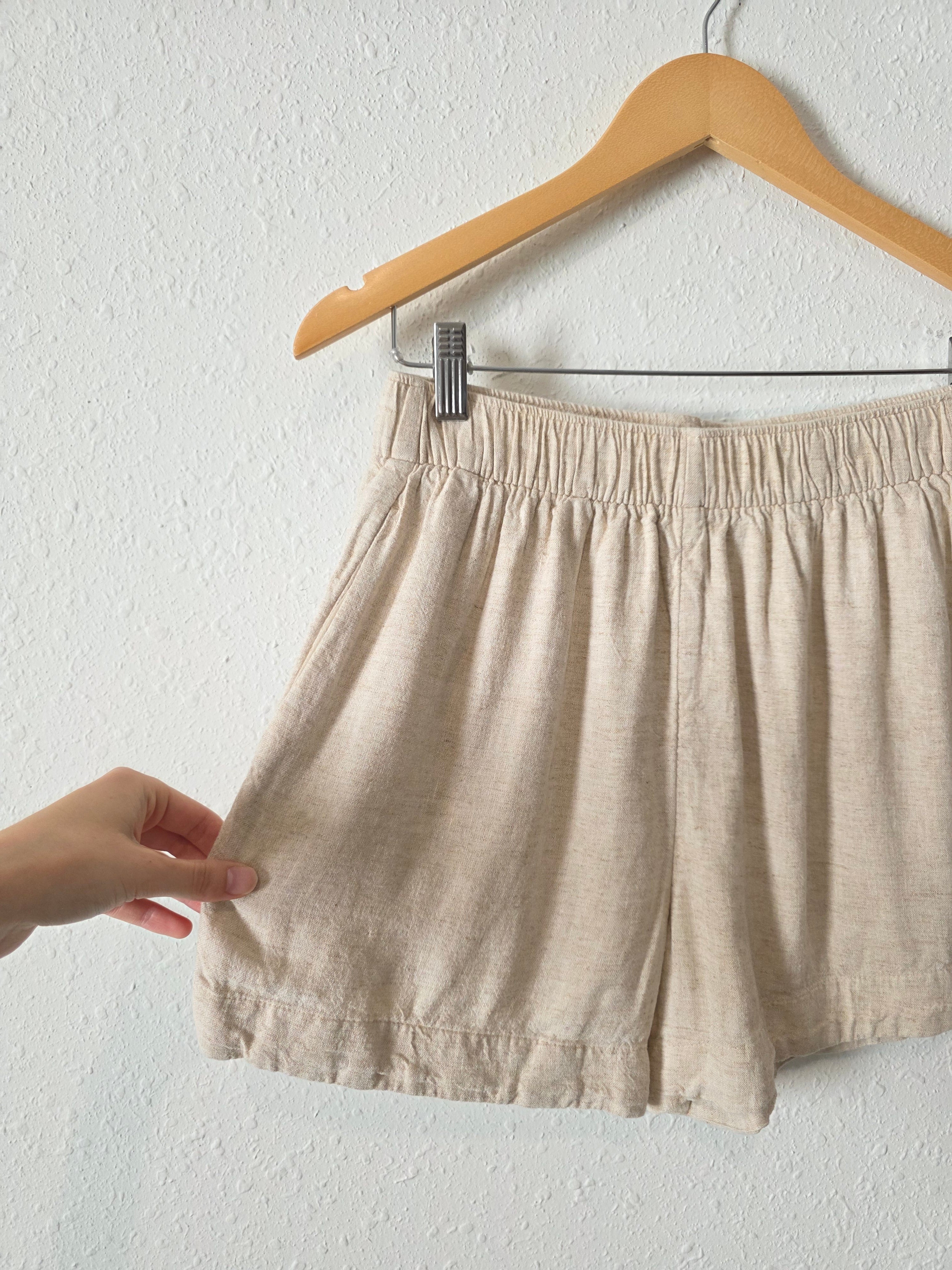 Abercrombie Oat Linen Blend Shorts (S)