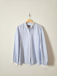 J.Crew Blue Striped Button Up (L)