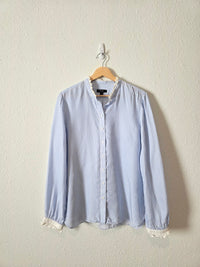 J.Crew Blue Striped Button Up (L)
