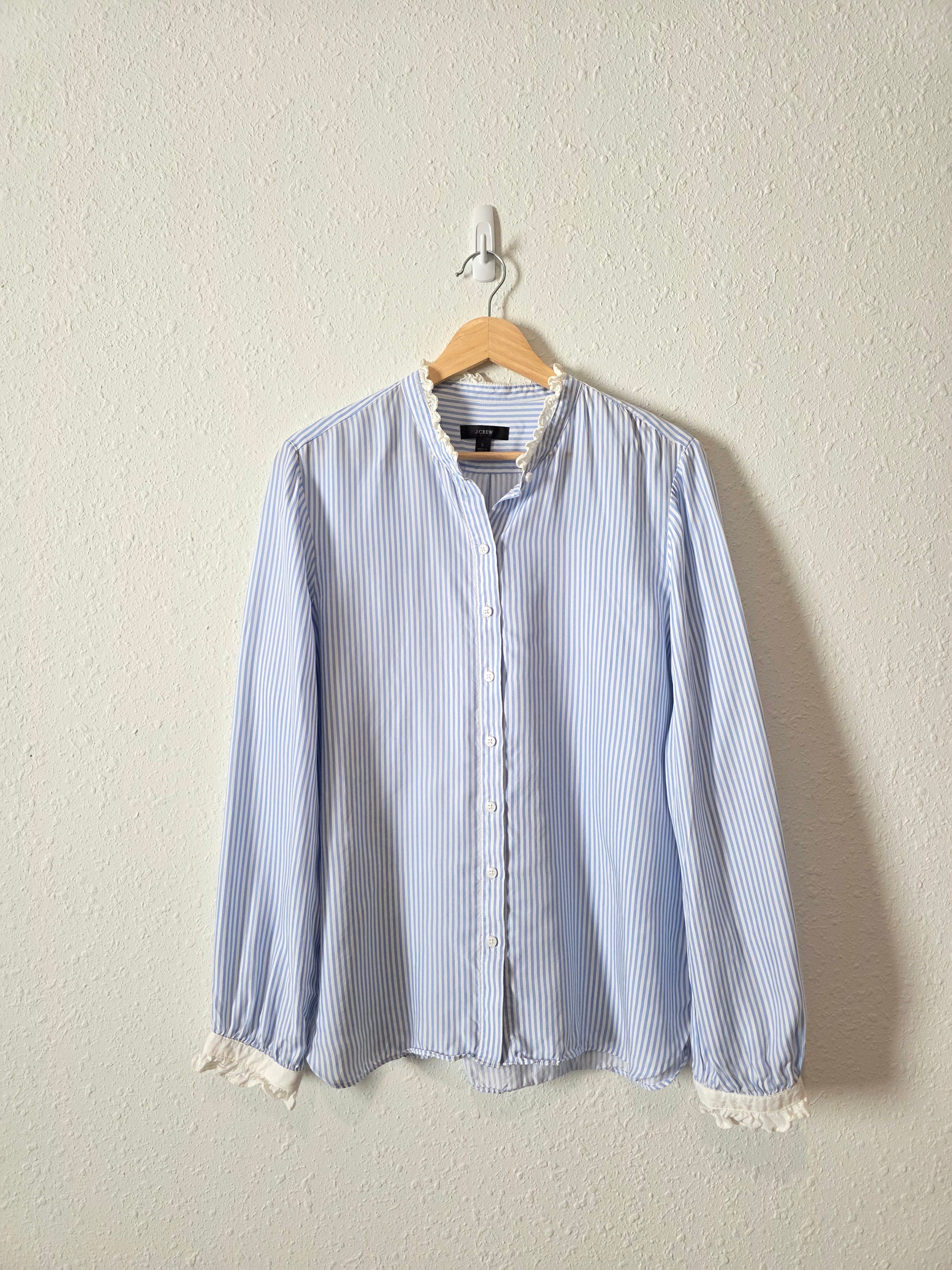 J.Crew Blue Striped Button Up (L)