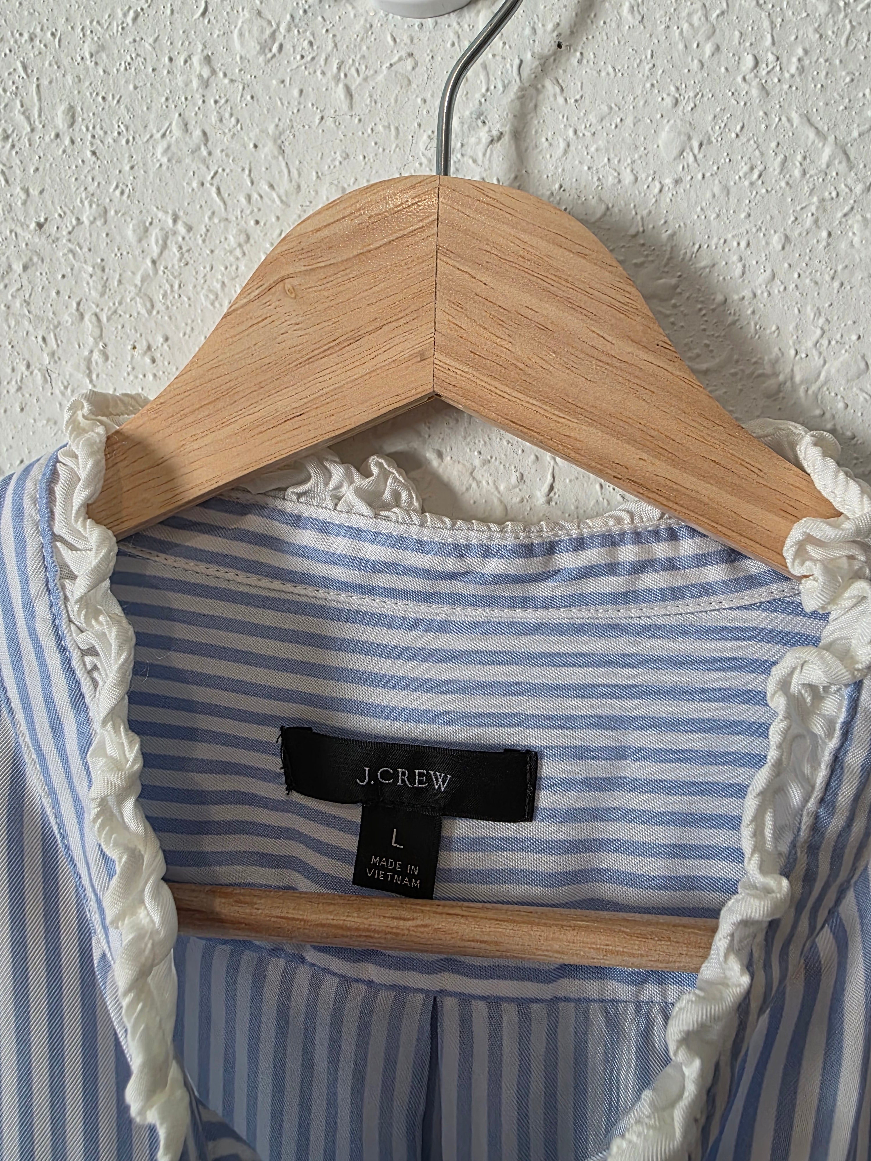 J.Crew Blue Striped Button Up (L)