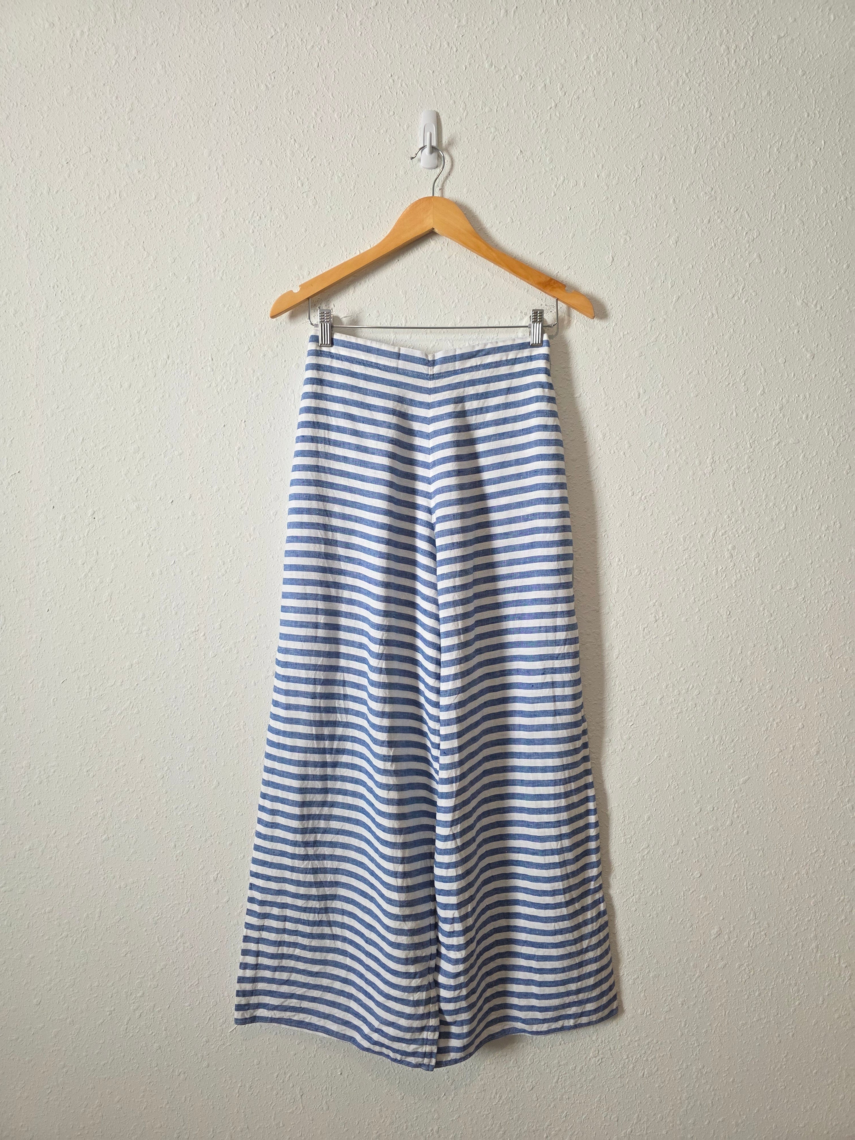 Sleepy Jones Striped Linen Wide Leg Pants (S)