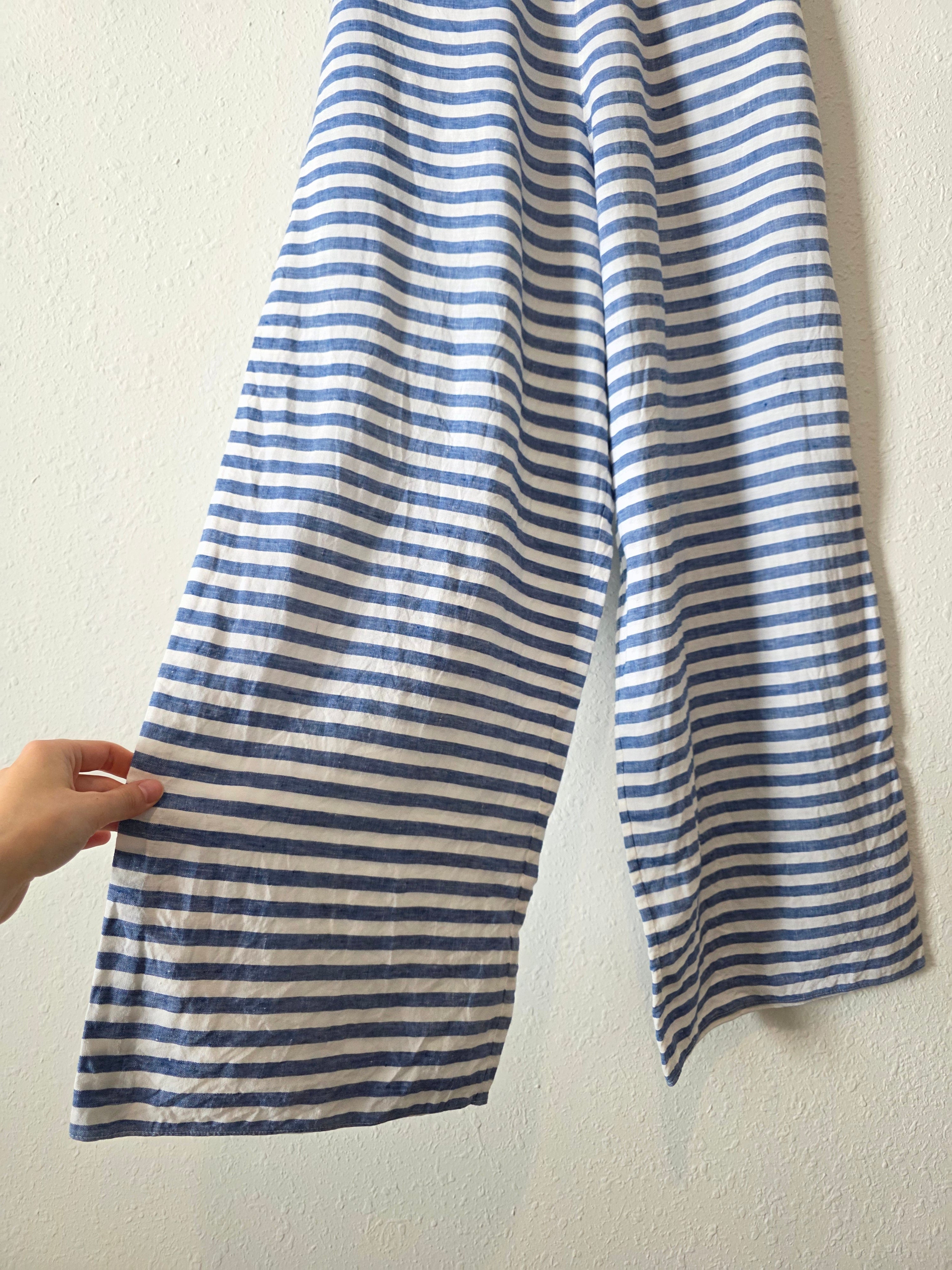 Sleepy Jones Striped Linen Wide Leg Pants (S)
