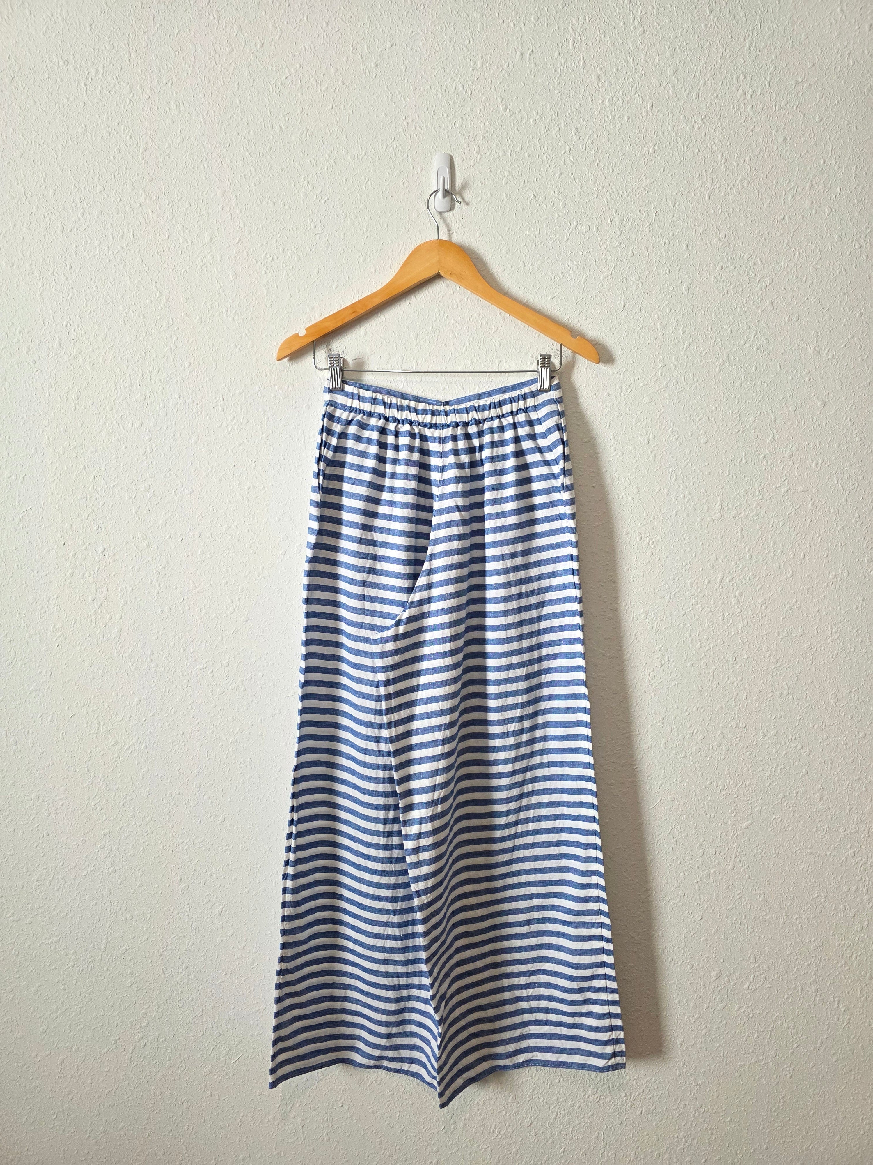 Sleepy Jones Striped Linen Wide Leg Pants (S)