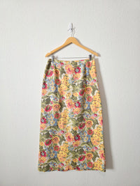 Vintage Floral Linen Cotton Skirt (12)