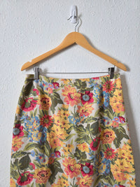 Vintage Floral Linen Cotton Skirt (12)