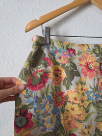 Vintage Floral Linen Cotton Skirt (12)