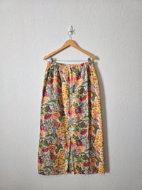 Vintage Floral Linen Cotton Skirt (12)