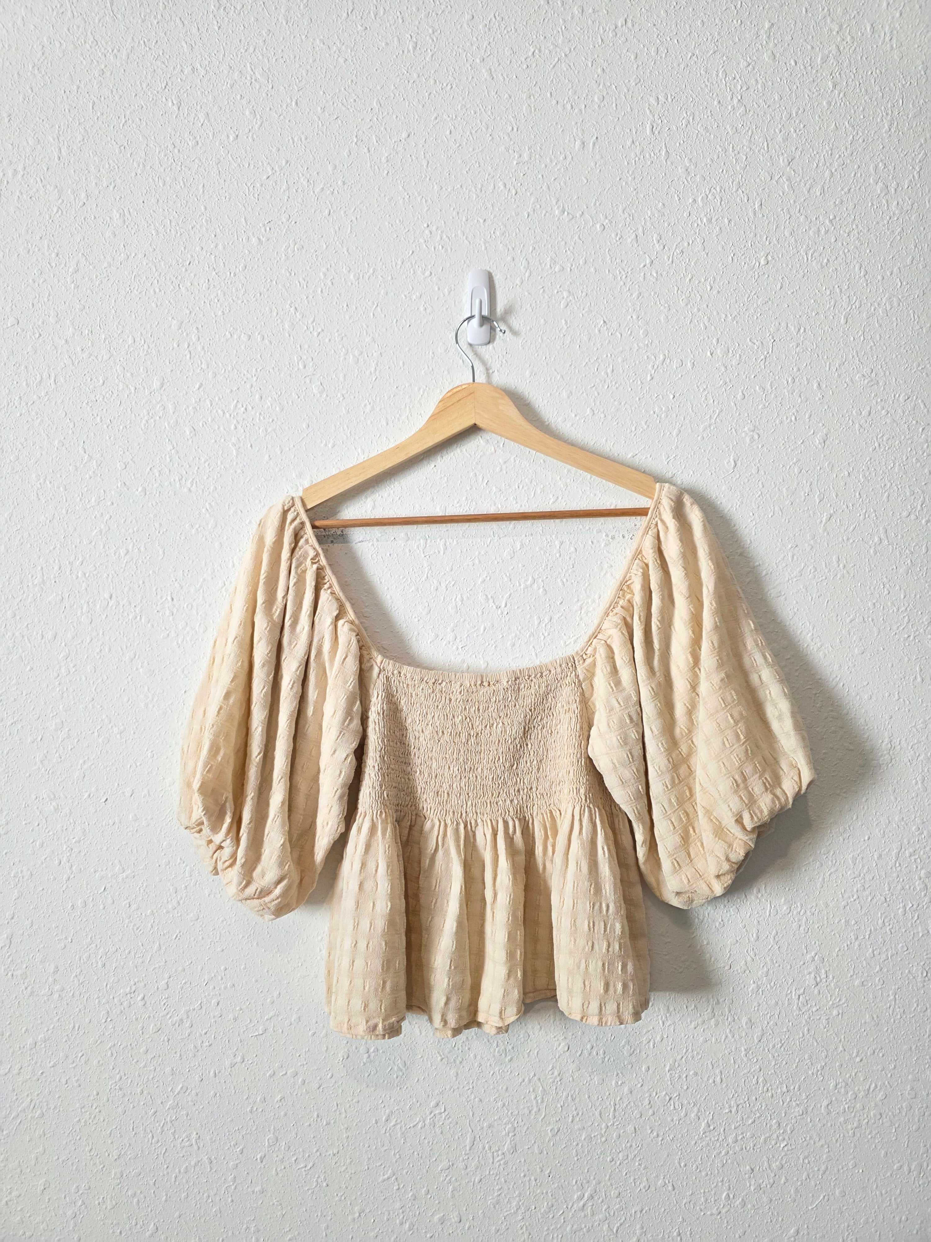 By Together Smocked Puff Sleeve Top (M)