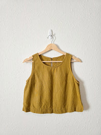 Not Perfect Linen Mustard Crop Tank (S)