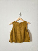 Not Perfect Linen Mustard Crop Tank (S)