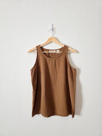 Brown Vintage Silk Linen Blend Tank (L)
