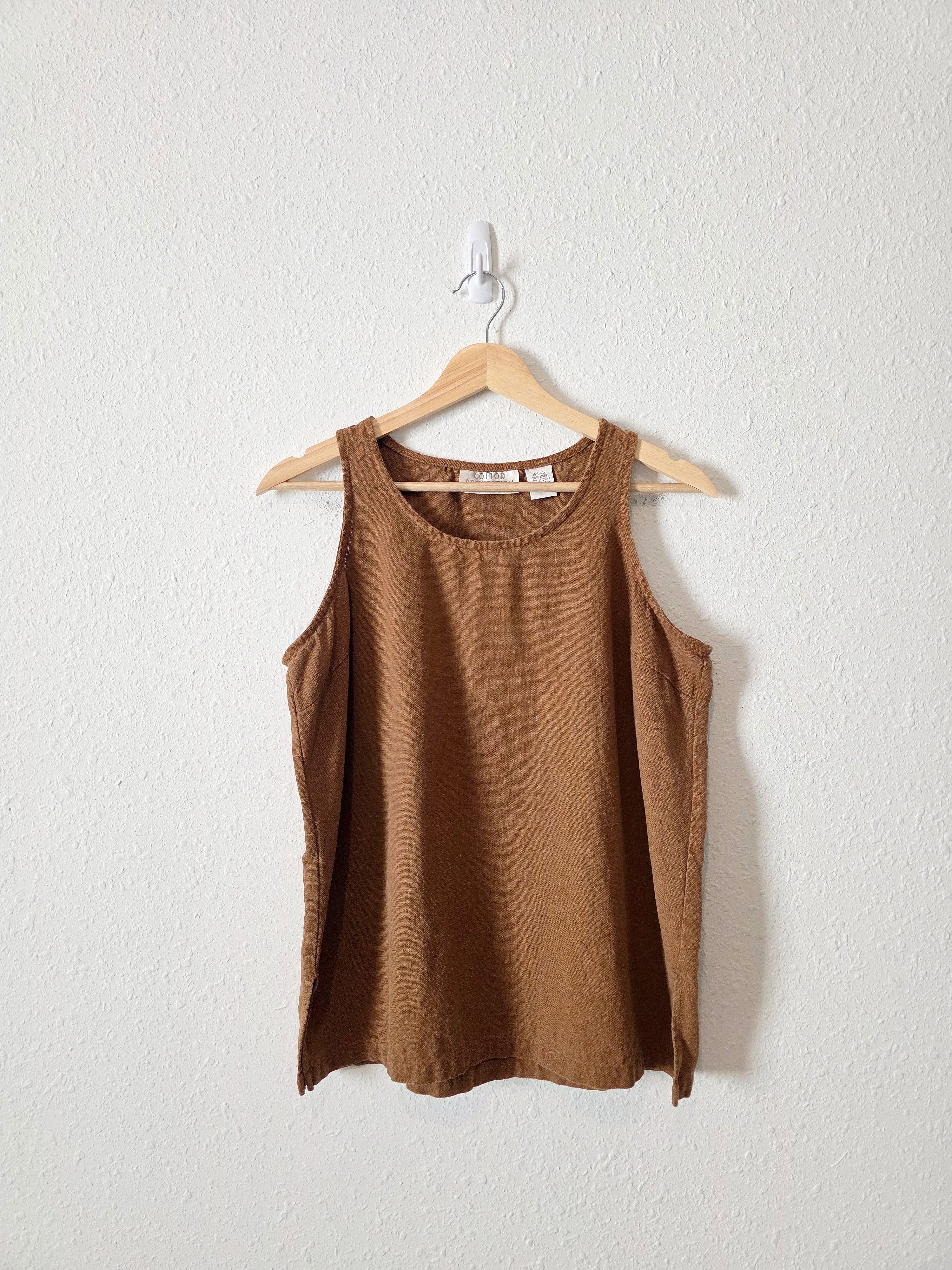 Brown Vintage Silk Linen Blend Tank (L)