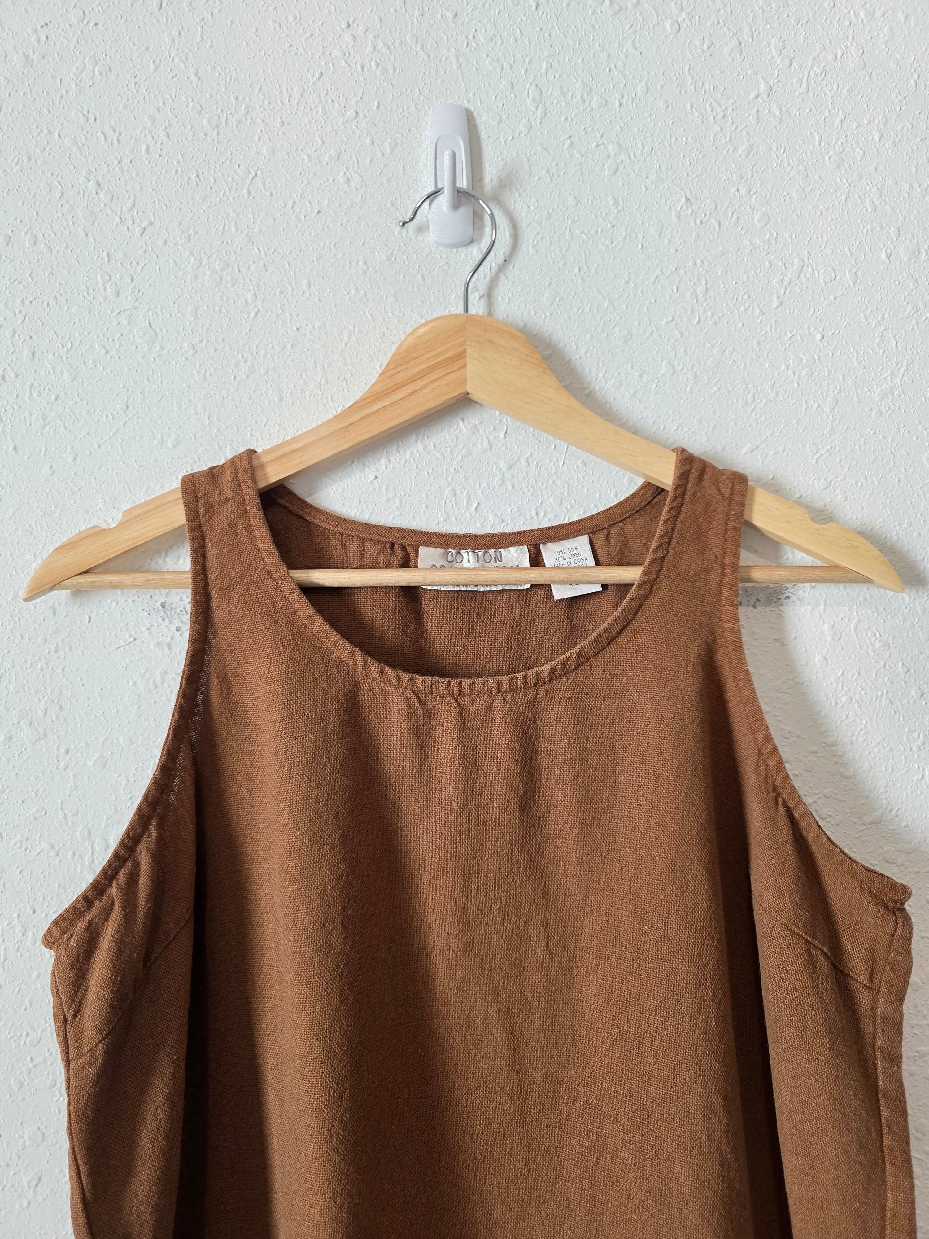 Brown Vintage Silk Linen Blend Tank (L)