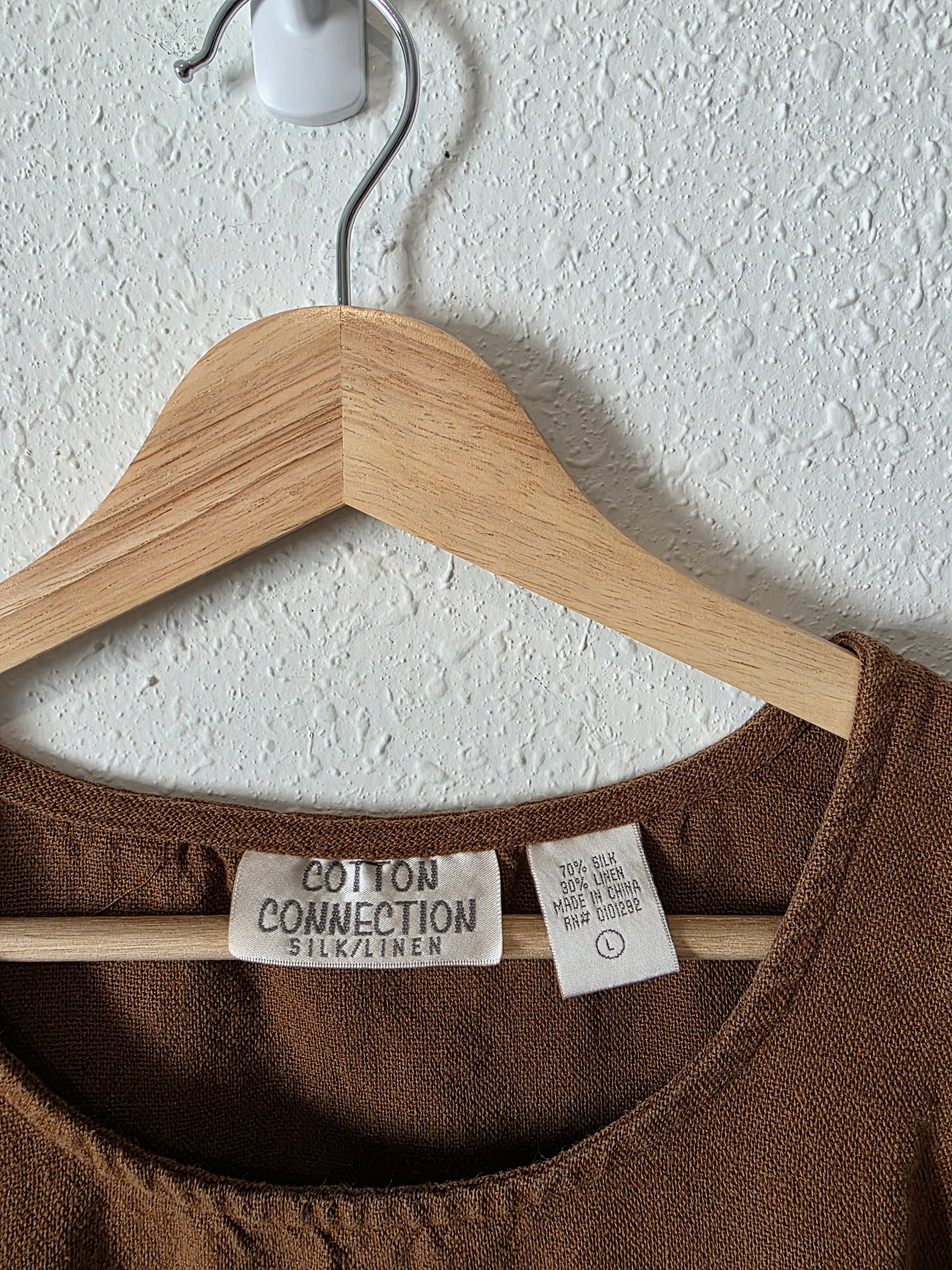 Brown Vintage Silk Linen Blend Tank (L)