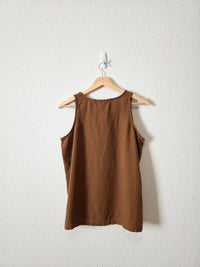 Brown Vintage Silk Linen Blend Tank (L)
