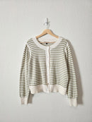 Green Striped Button Front Cardigan (L)