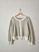 Green Striped Button Front Cardigan (L)