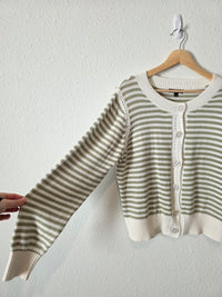 Green Striped Button Front Cardigan (L)