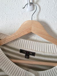 Green Striped Button Front Cardigan (L)