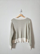 Green Striped Button Front Cardigan (L)