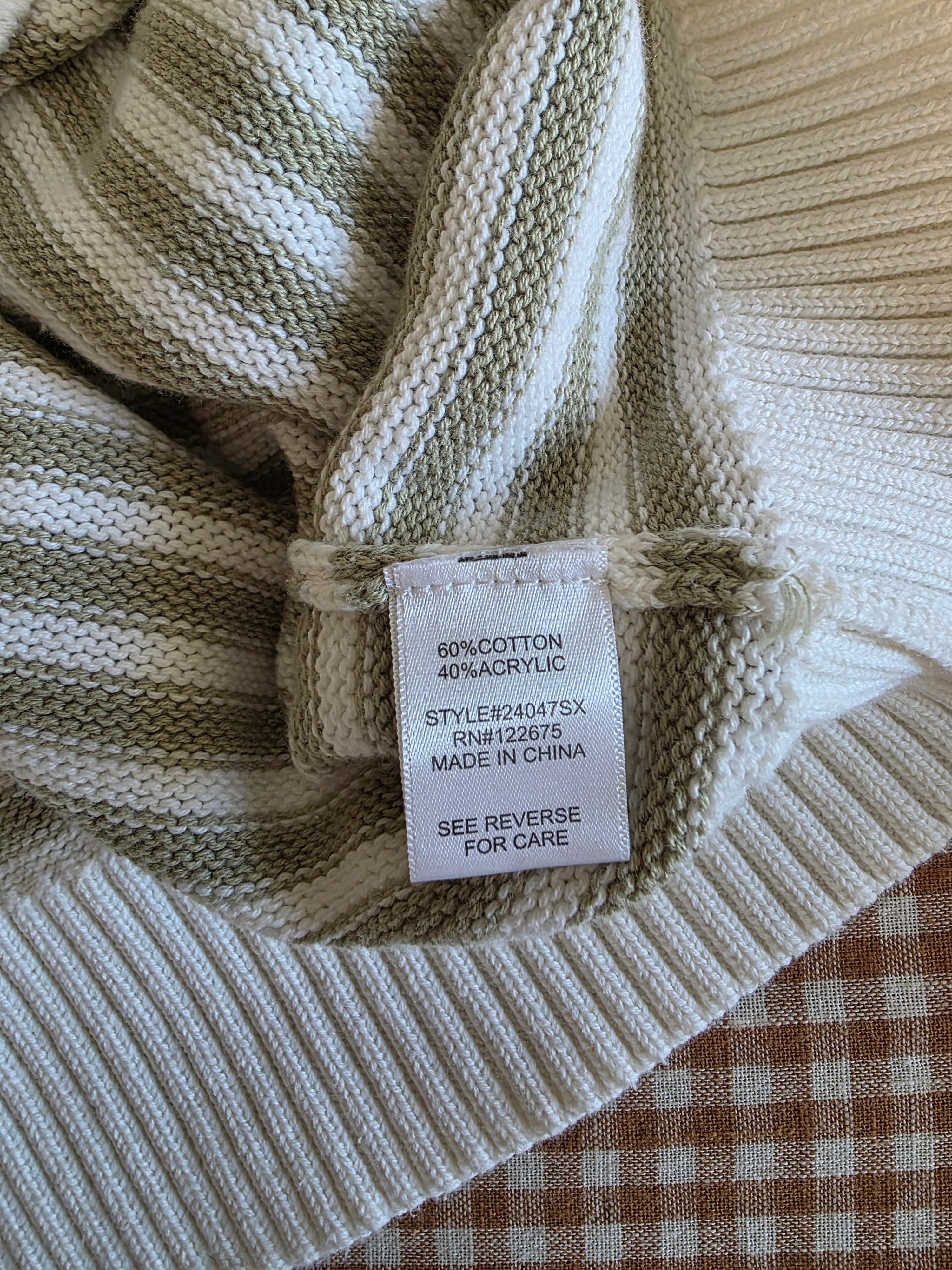 Green Striped Button Front Cardigan (L)