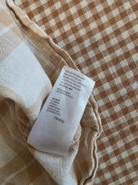 Plaid Cotton Linen Babydoll Top (M)