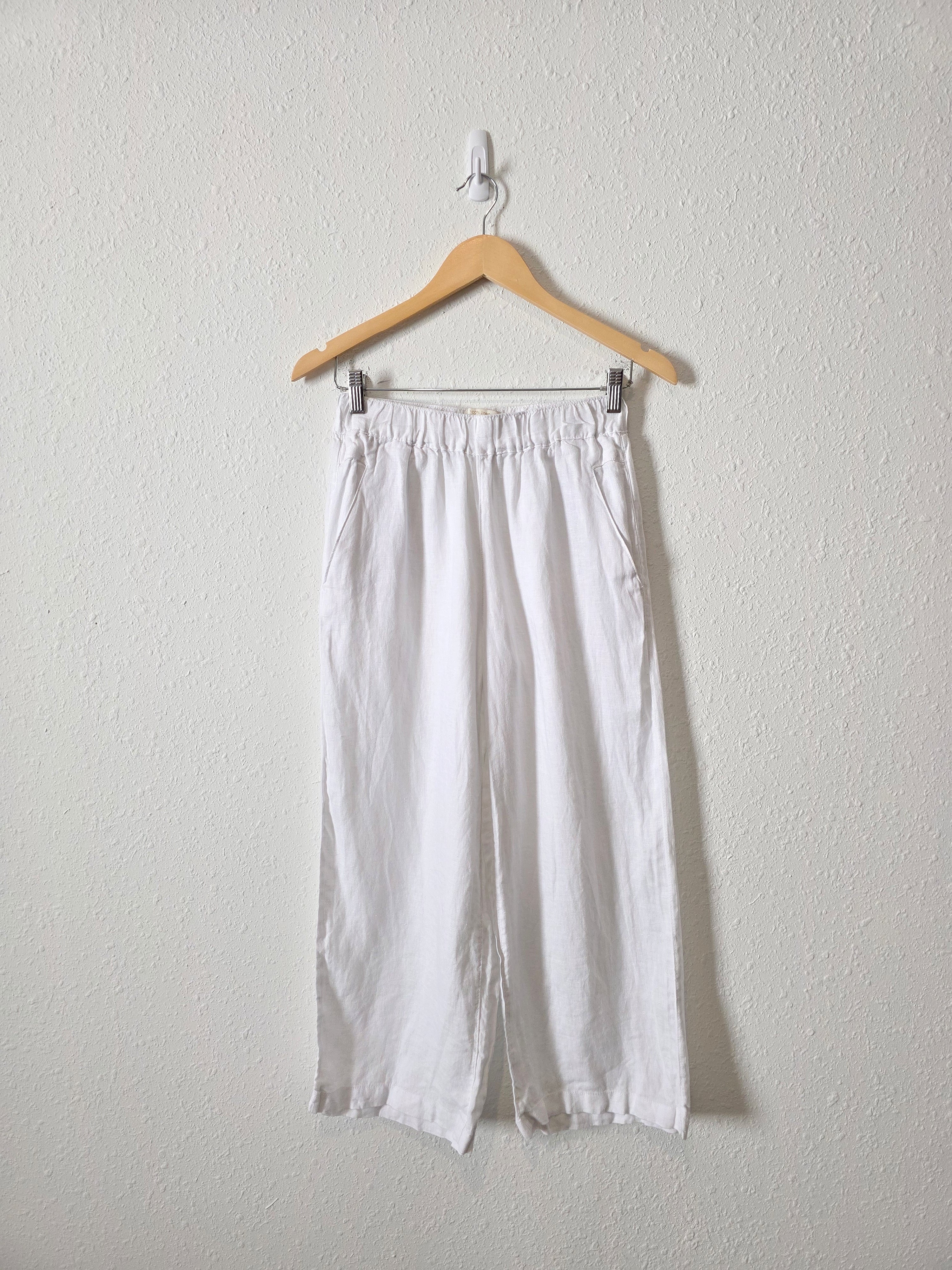 White Linen Pull On Pants (XS)