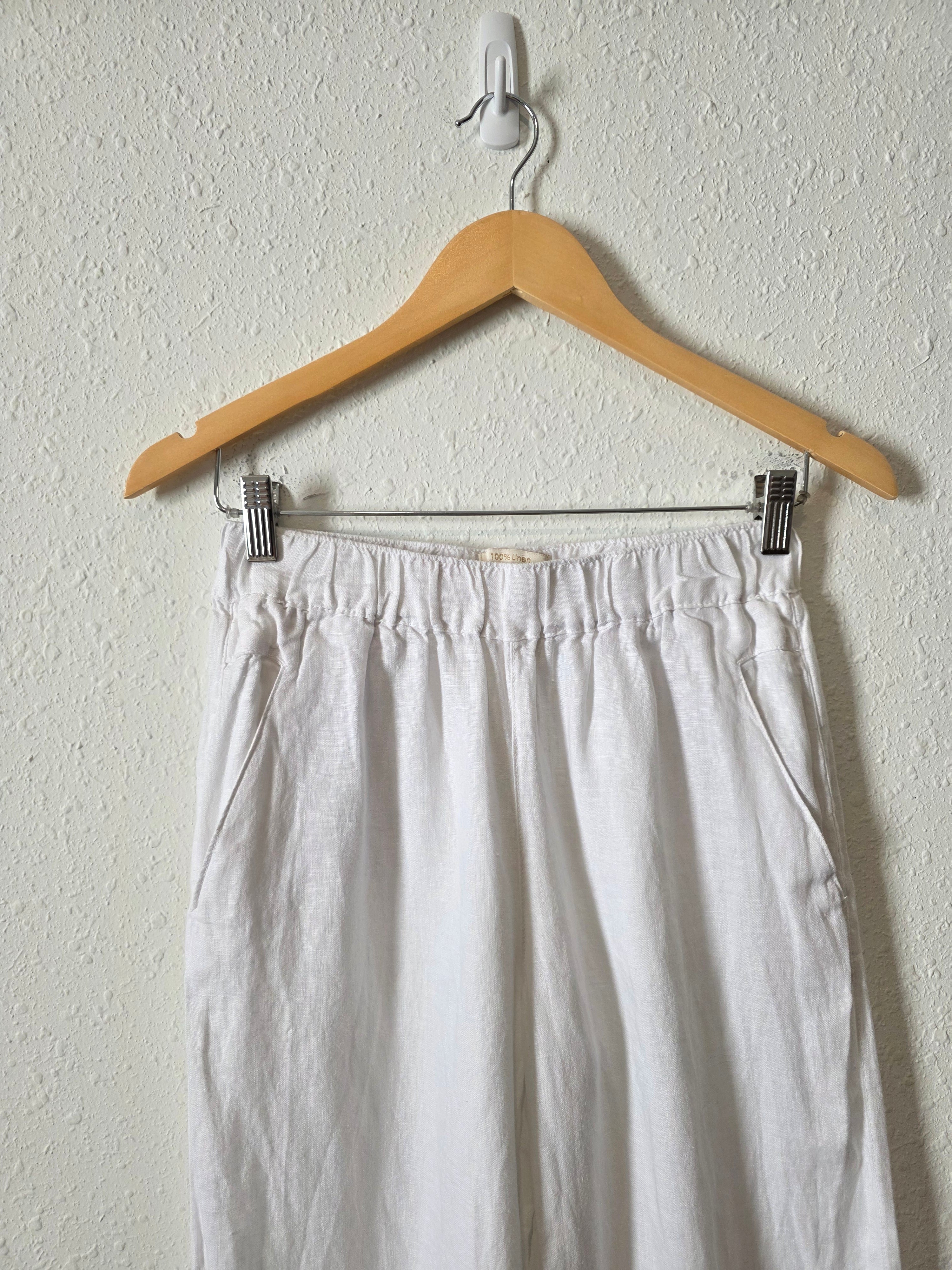 White Linen Pull On Pants (XS)