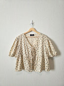 Dainty Floral Cotton Tie Front Top (XL)