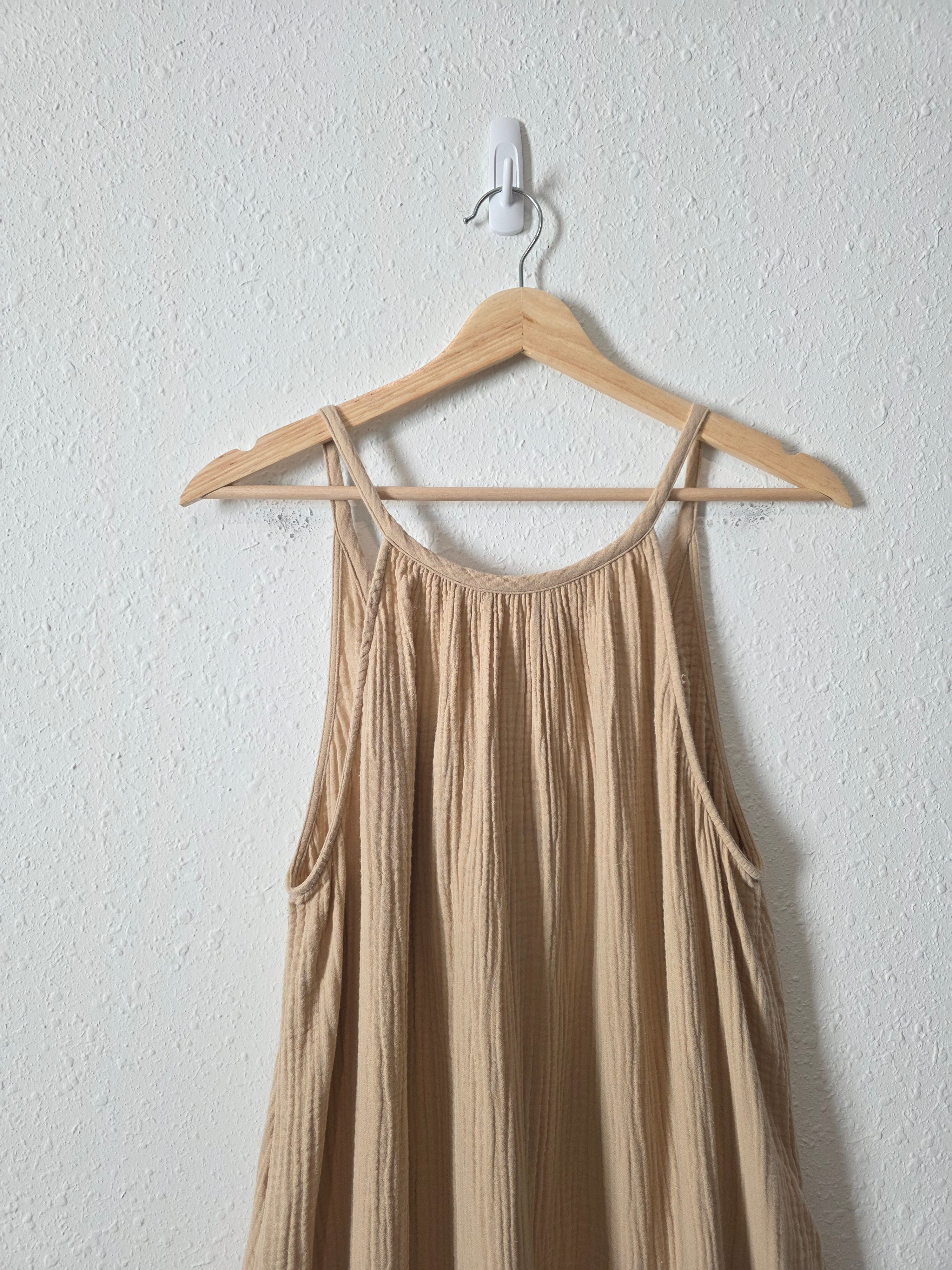 Neutral Cotton Gauze Maxi Dress (L)