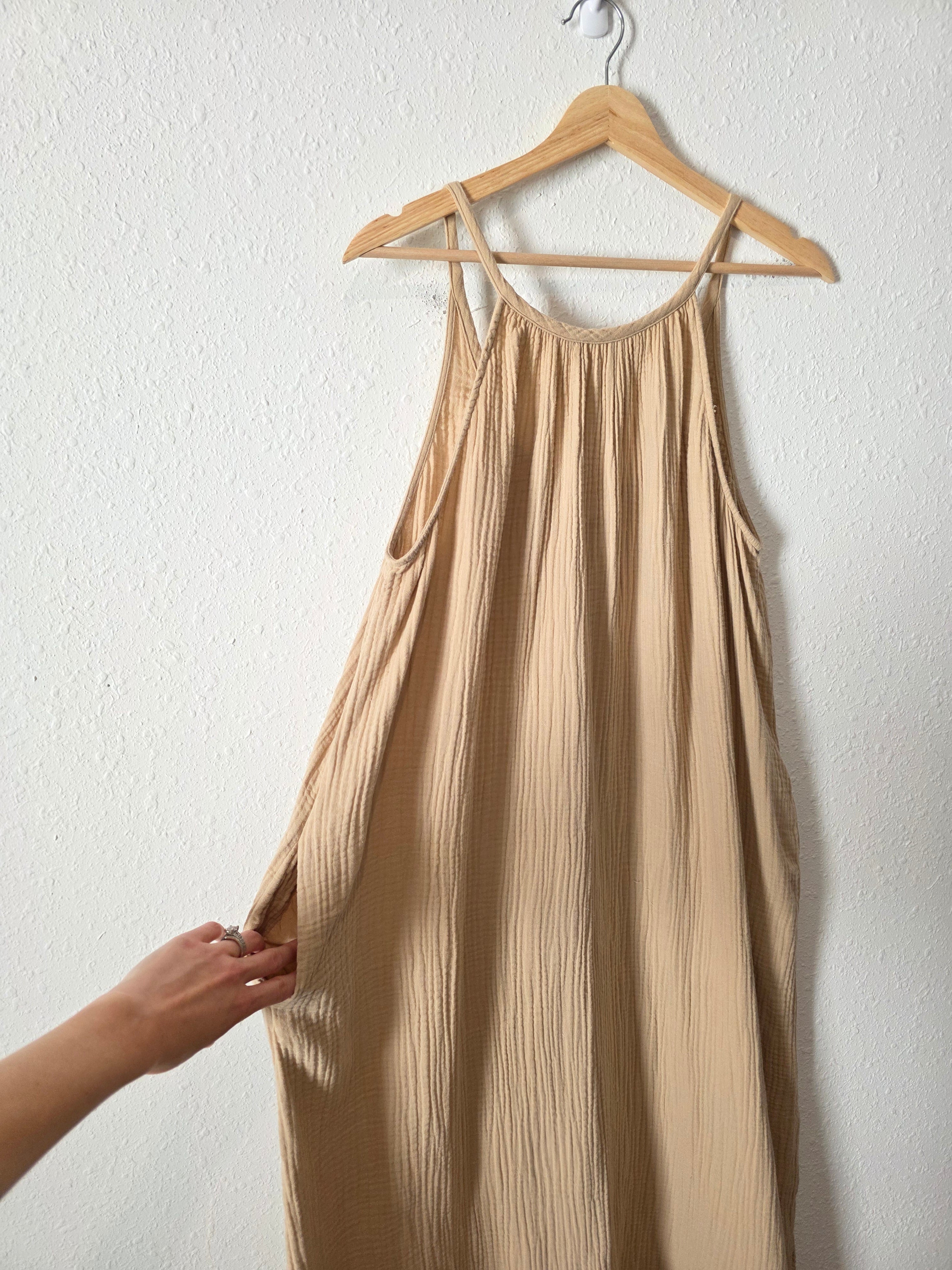 Neutral Cotton Gauze Maxi Dress (L)