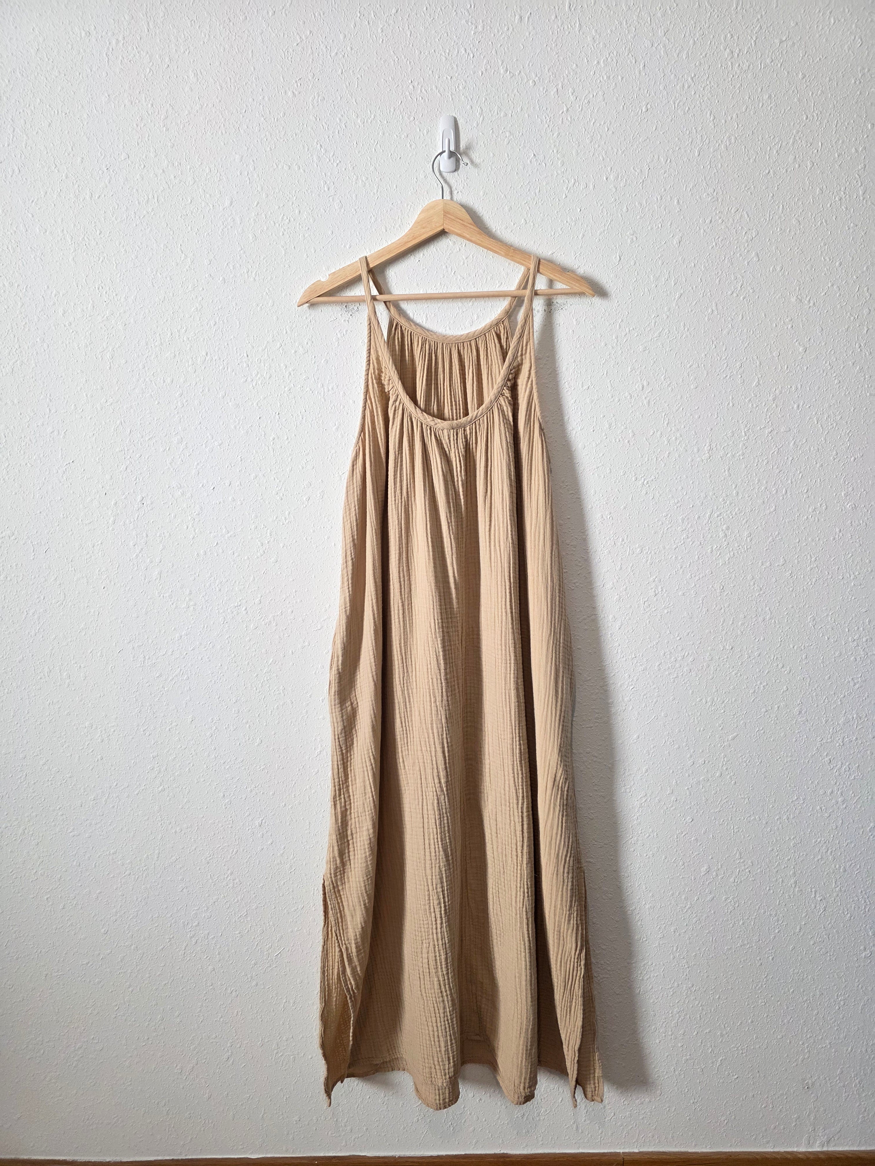 Neutral Cotton Gauze Maxi Dress (L)