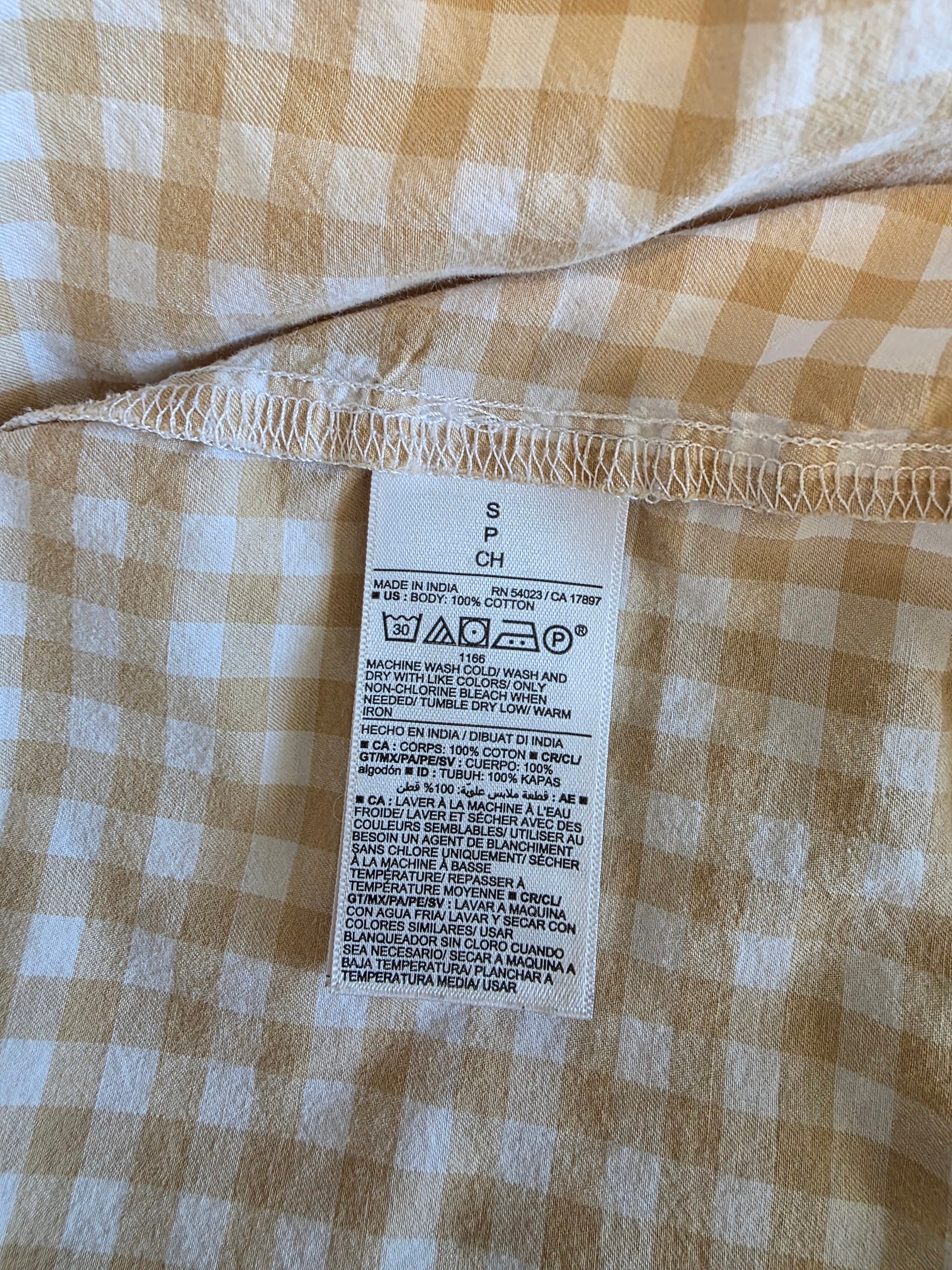 Gingham Cotton Midi Dress (S)