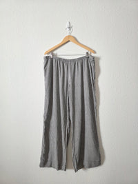 Gingham Linen Blend Wide Leg Pants (XL)