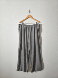 Gingham Linen Blend Wide Leg Pants (XL)