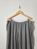 Gingham Linen Blend Wide Leg Pants (XL)