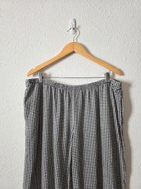 Gingham Linen Blend Wide Leg Pants (XL)