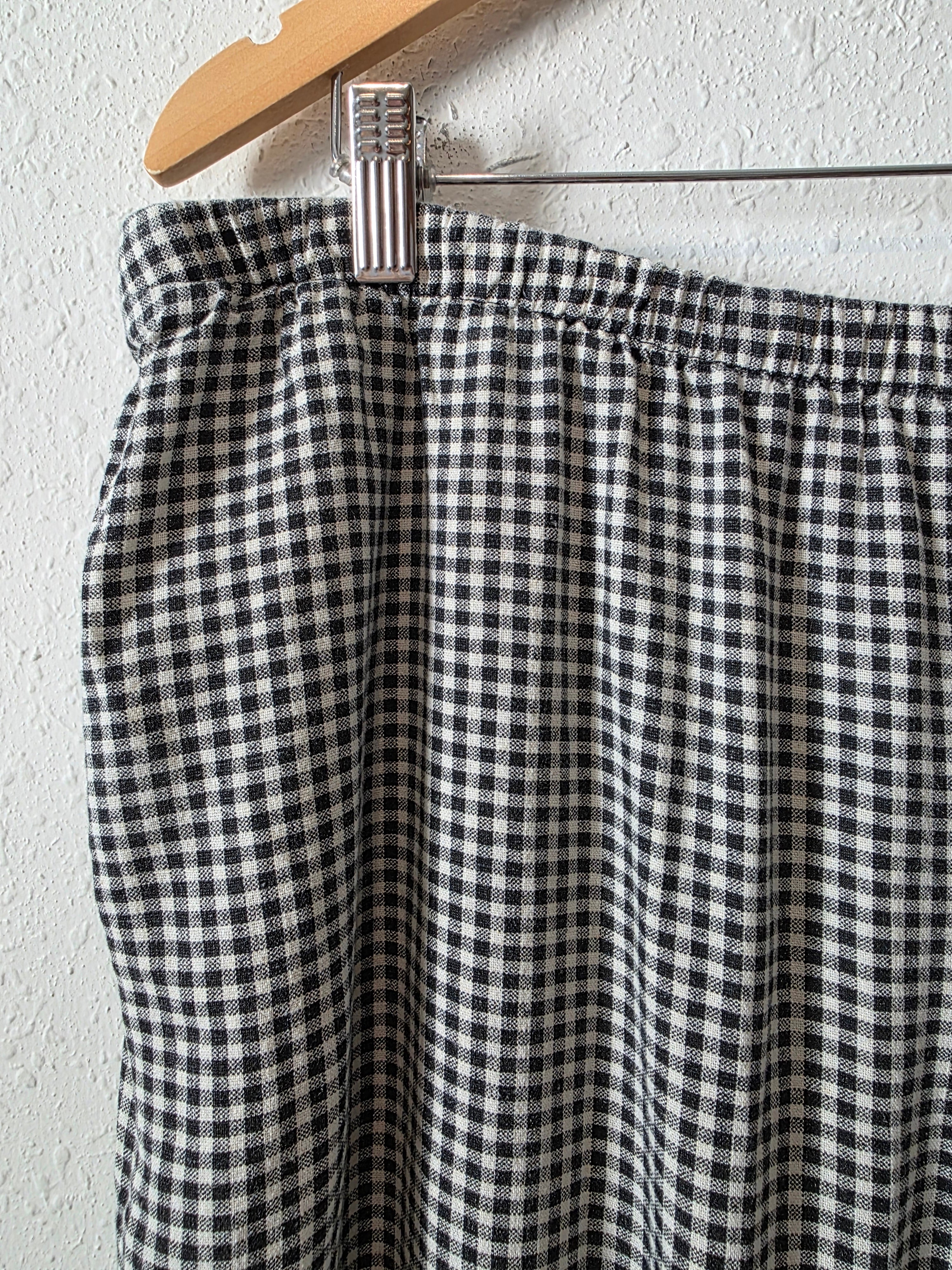 Gingham Linen Blend Wide Leg Pants (XL)