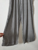 Gingham Linen Blend Wide Leg Pants (XL)