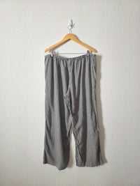 Gingham Linen Blend Wide Leg Pants (XL)