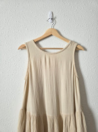Black Crane Oversized Cotton Midi Dress (XS)