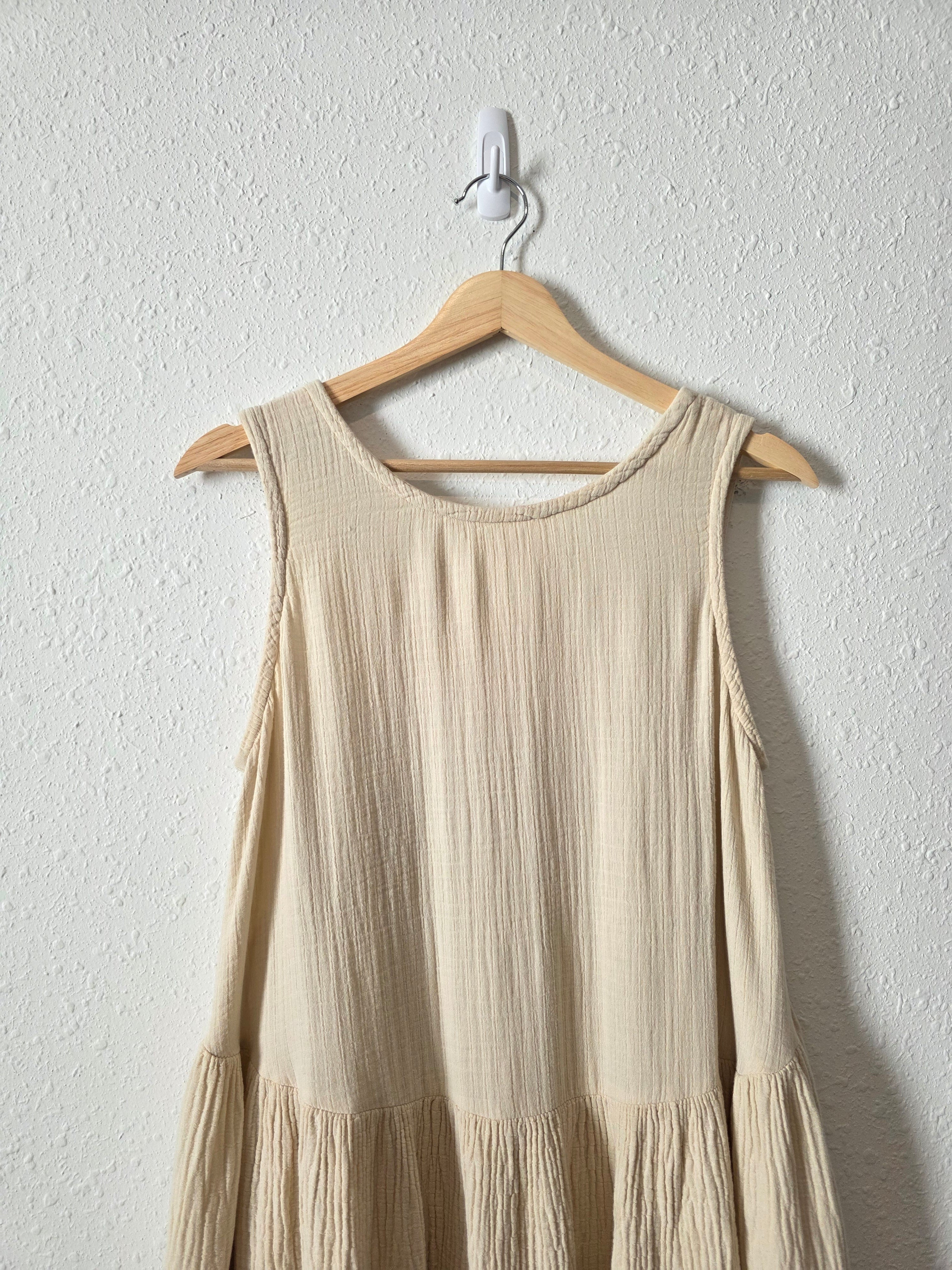 Black Crane Oversized Cotton Midi Dress (XS)