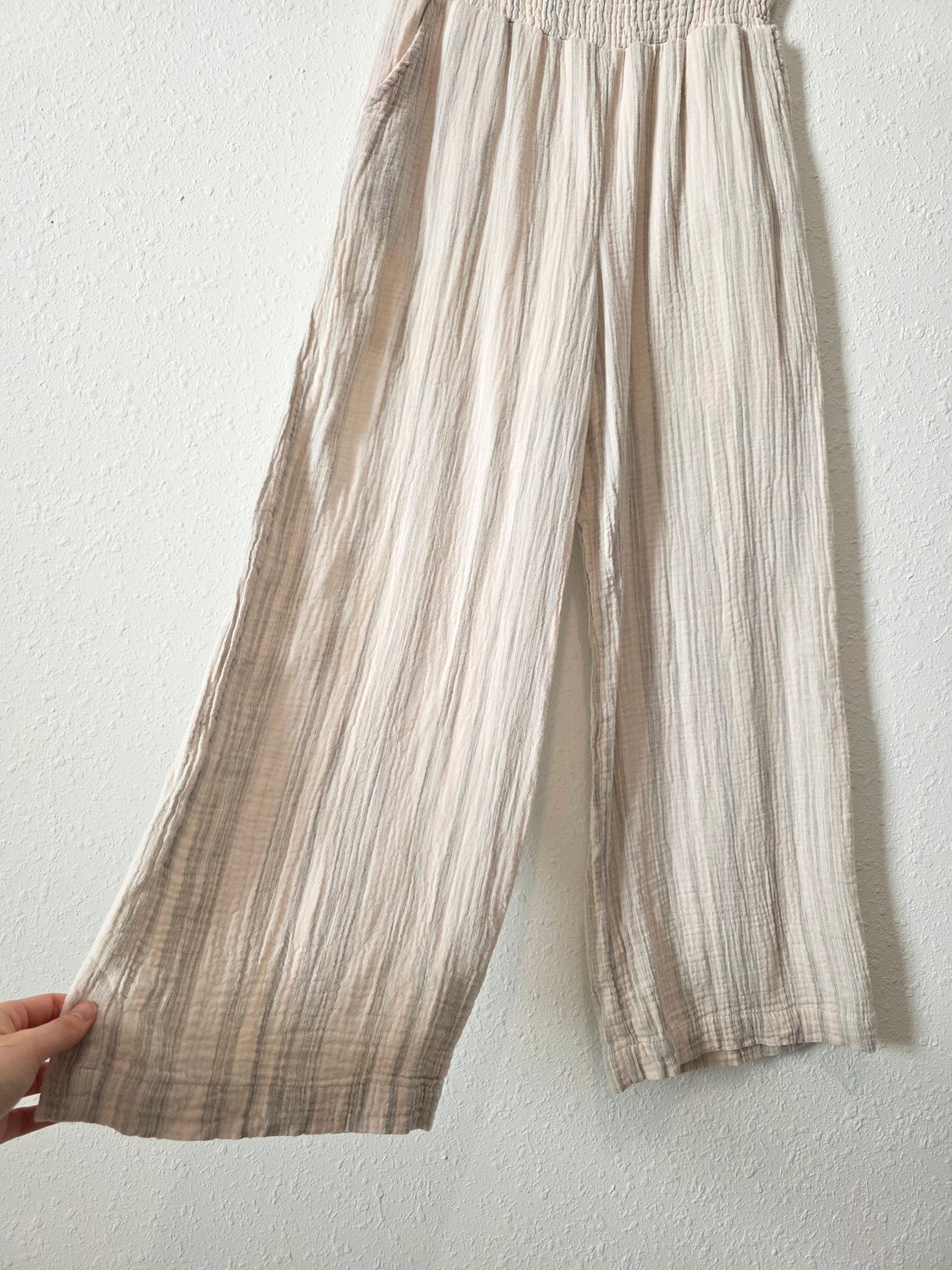 Striped Wide Leg Gauze Pants (S)
