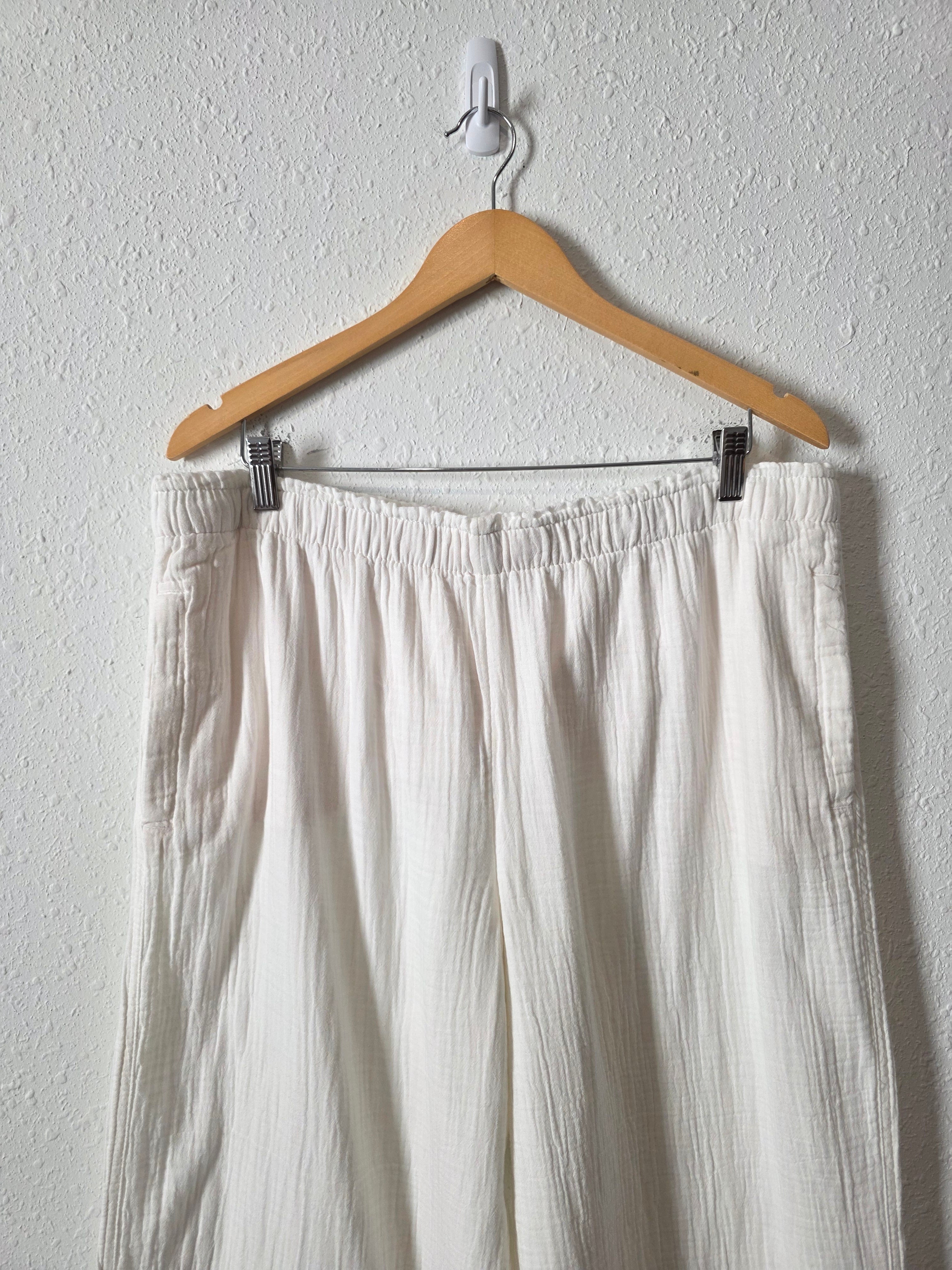 Cotton Gauze Wide Leg Pants (L)